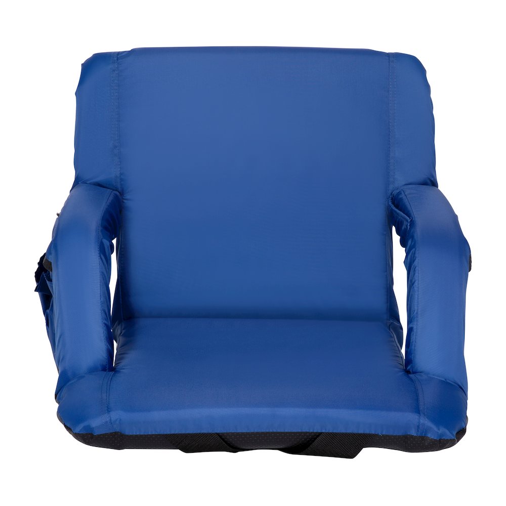 Set of 2 Blue Portable Lightweight Stadium Chairs with Armrests. Picture 15