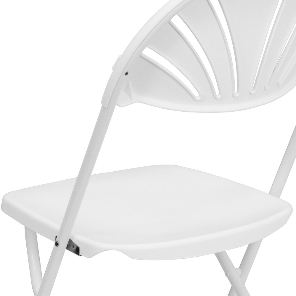 650 lb. Capacity White Plastic Fan Back Folding Chair. Picture 3