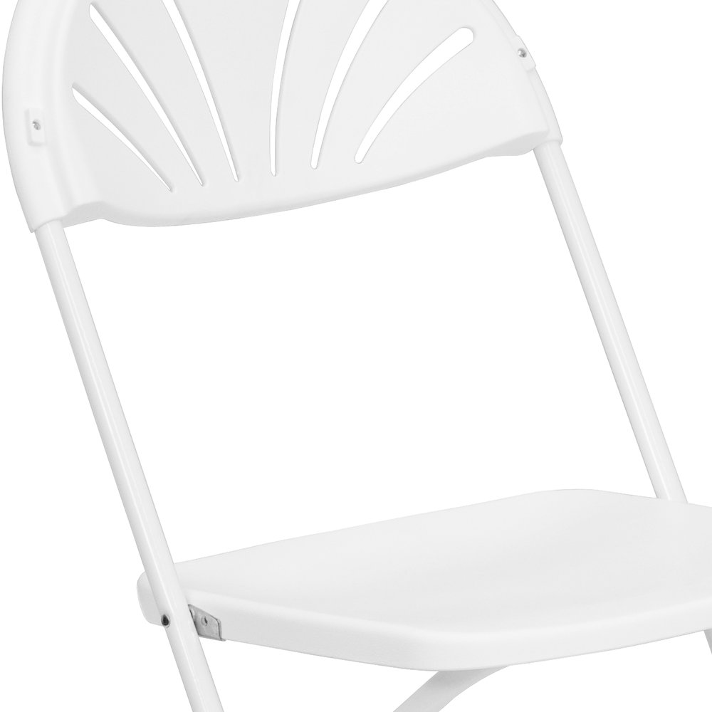 650 lb. Capacity White Plastic Fan Back Folding Chair. Picture 16