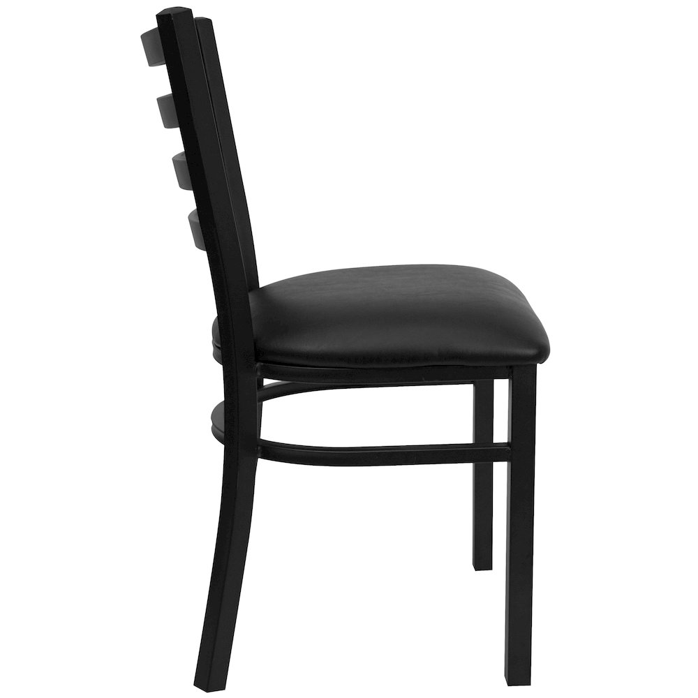 36'' Black Table Set with X-Base and 4 Metal Chairs - Black Vinyl Seat. Picture 10