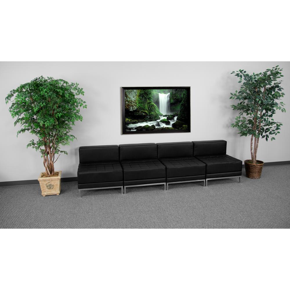 Black LeatherSoft Lounge Set, 4 Pieces. Picture 2
