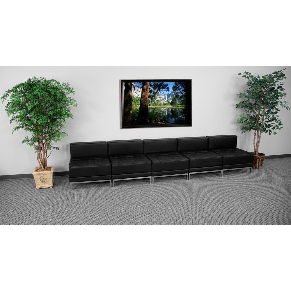 Black LeatherSoft Lounge Set, 5 Pieces. Picture 2