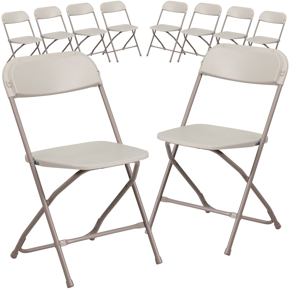 10 Pk. HERCULES Series 800 lb. Capacity Premium Beige Plastic Folding Chair. Picture 1