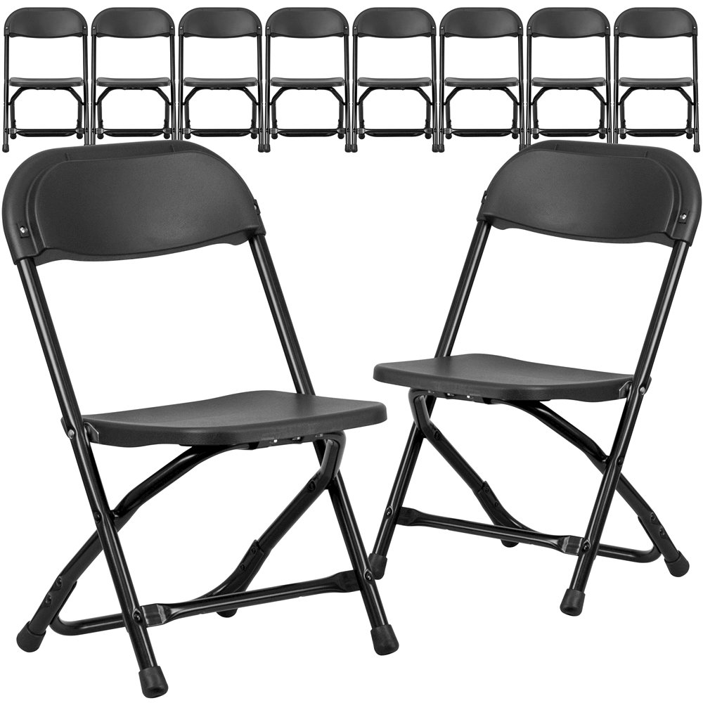 10 Pk. Kids Black Plastic Folding Chair. Picture 1