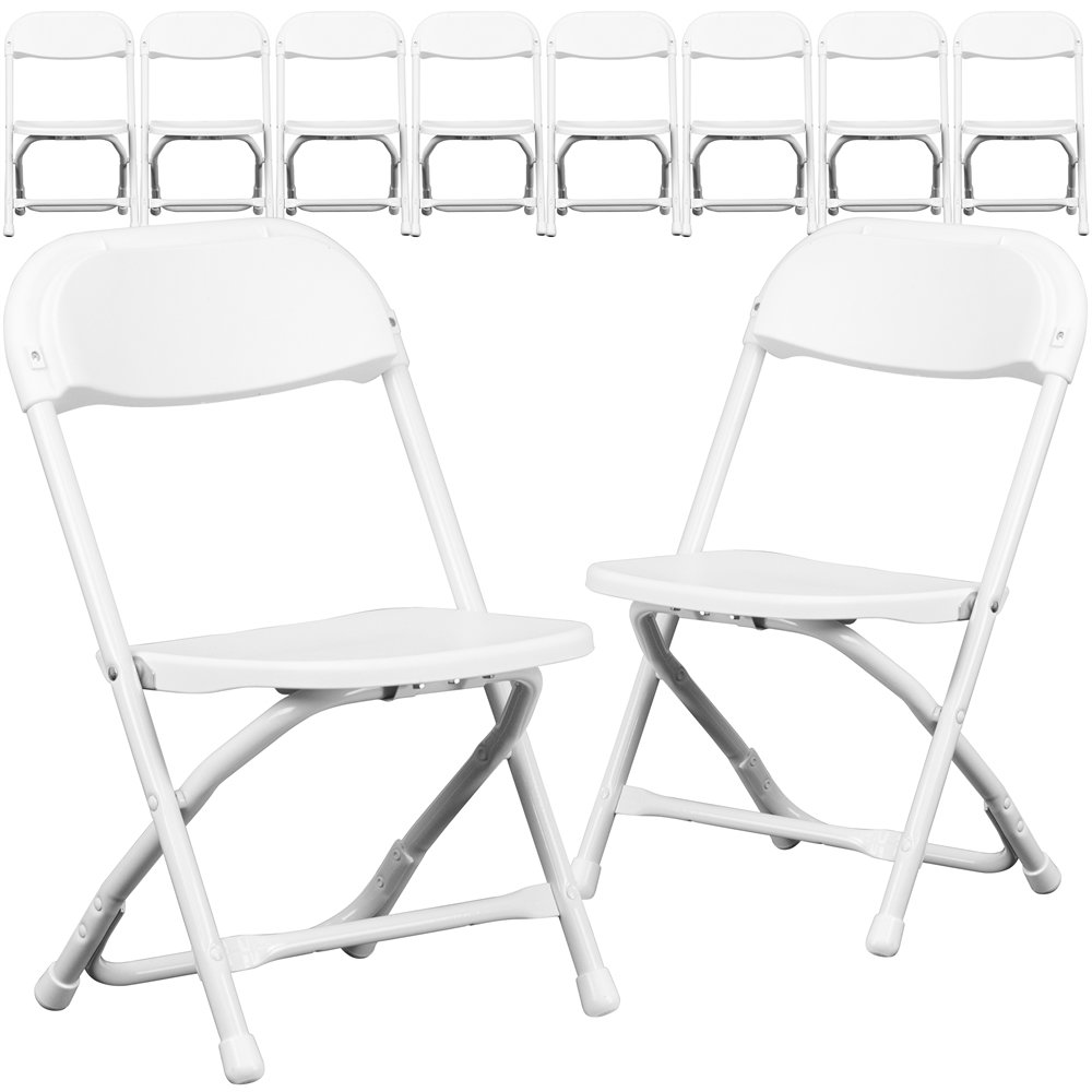 10 Pk. Kids White Plastic Folding Chair. Picture 1