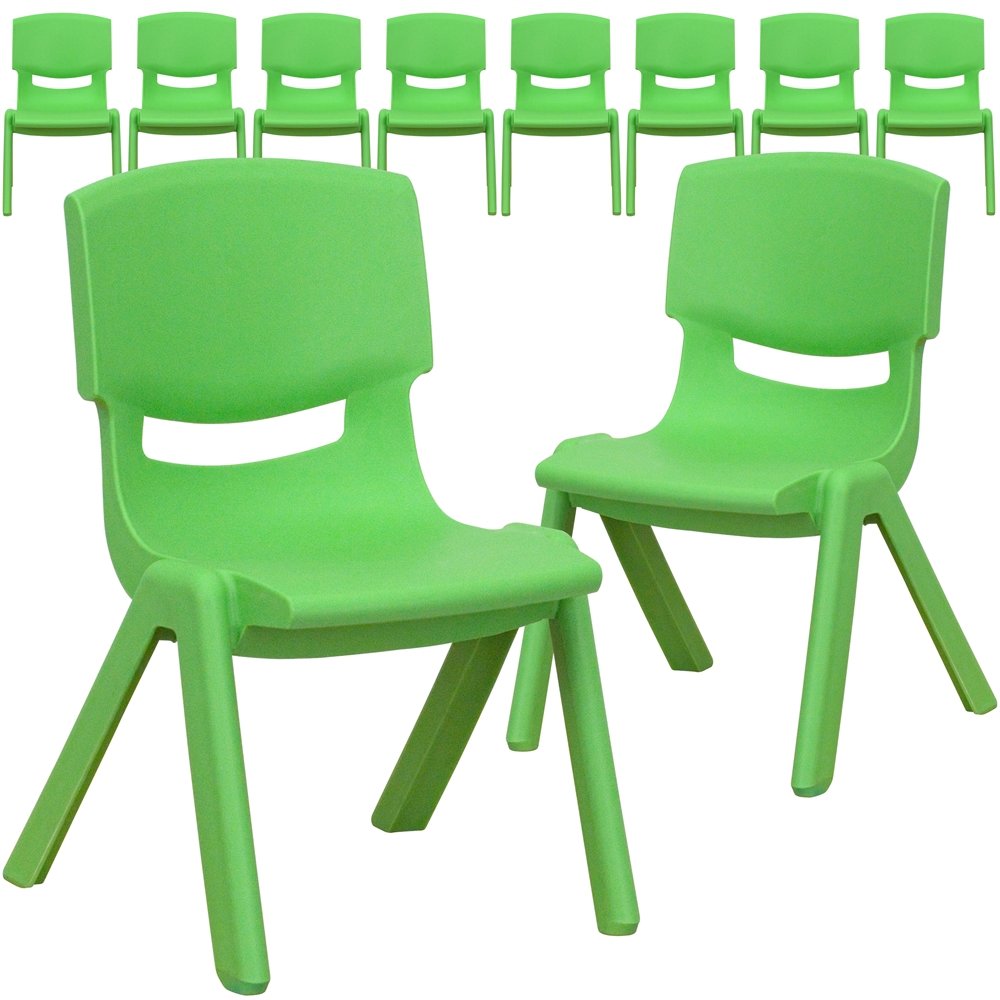 10 Pk. Green Plastic Stackable School Chair with 10.5'' Seat Height. Picture 1