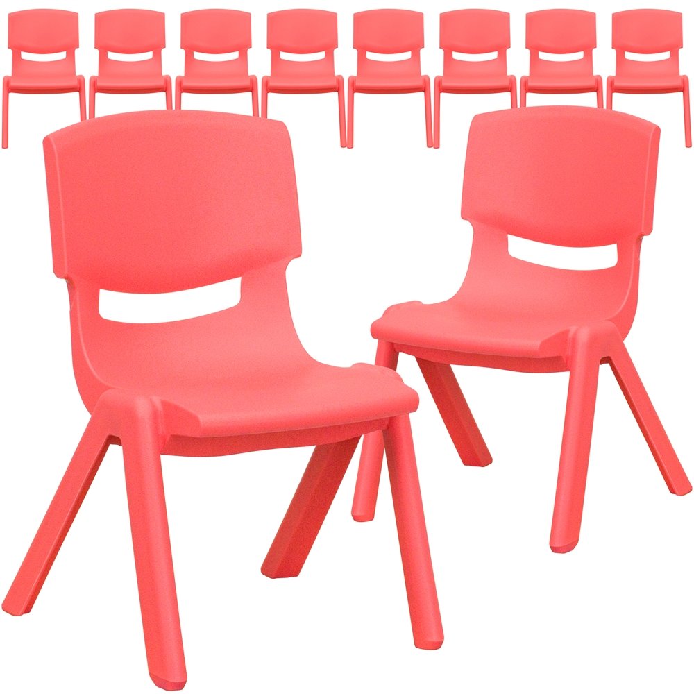 10 Pk. Red Plastic Stackable School Chair with 10.5'' Seat Height. Picture 1