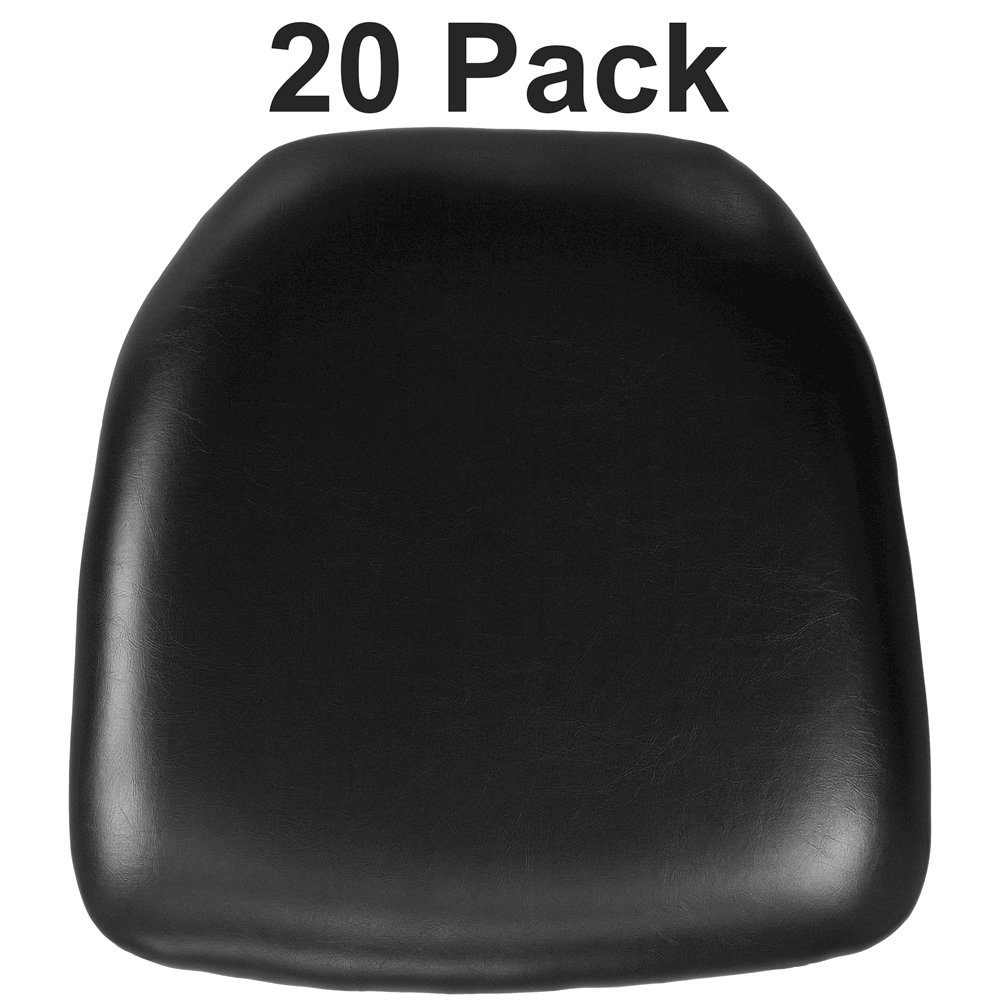 20 Pk. Hard Black Vinyl Chiavari Chair Cushion. Picture 1
