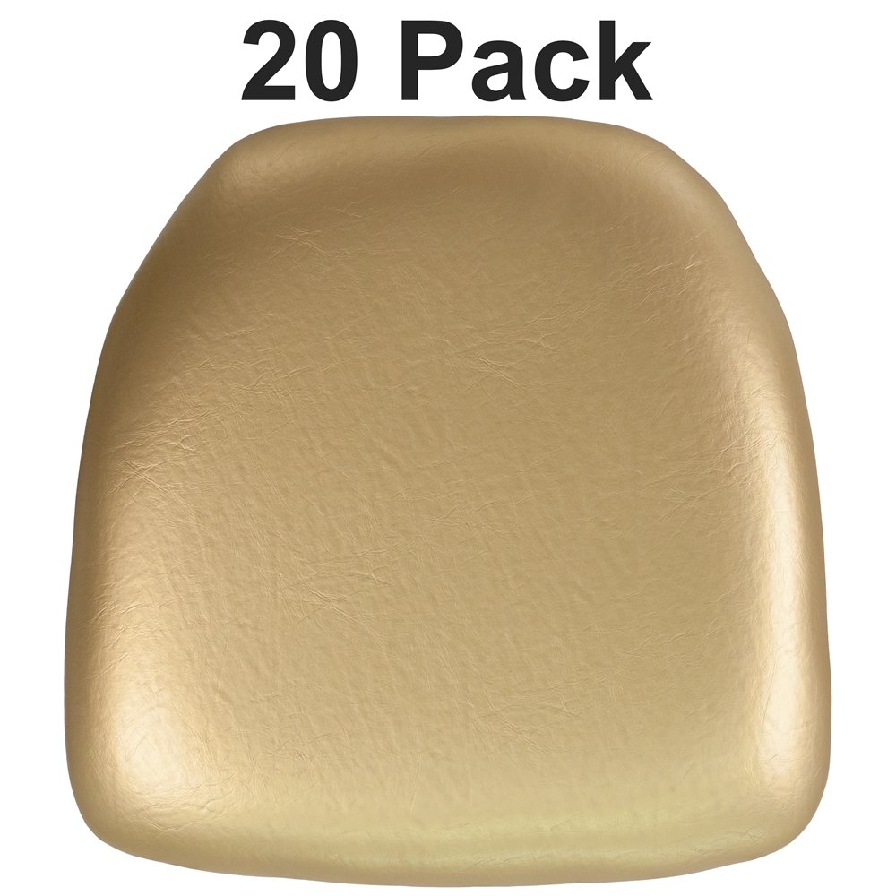 20 Pk. Hard Gold Vinyl Chiavari Chair Cushion. Picture 1