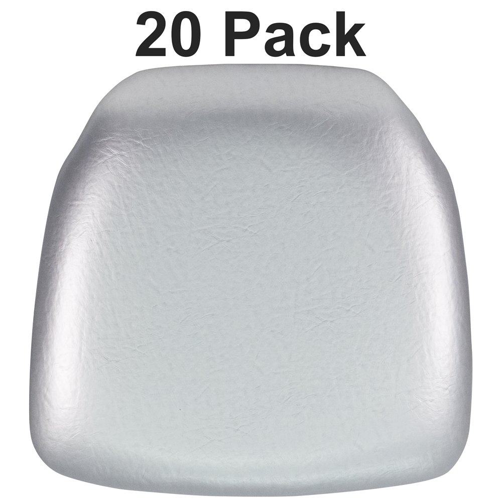 20 Pk. Hard Silver Vinyl Chiavari Chair Cushion. Picture 1