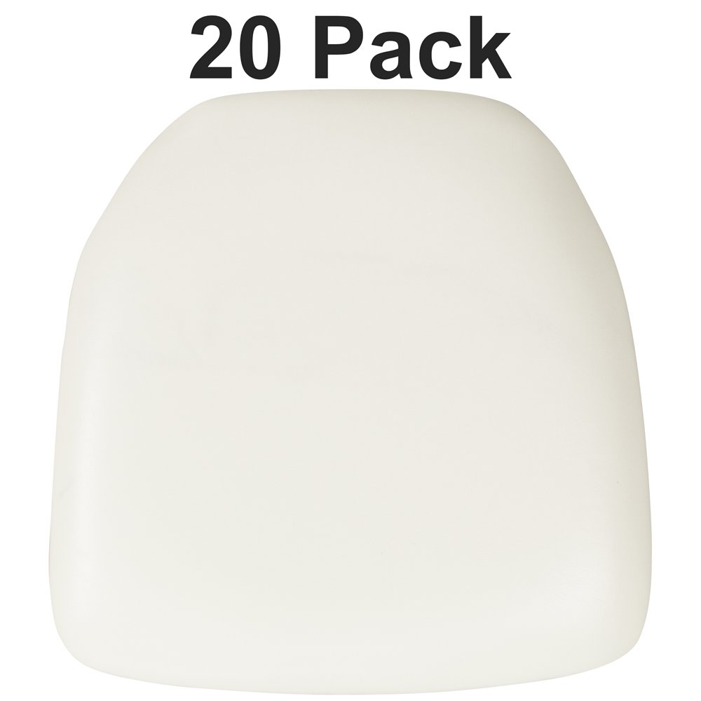 20 Pk. Hard White Vinyl Chiavari Chair Cushion. Picture 1
