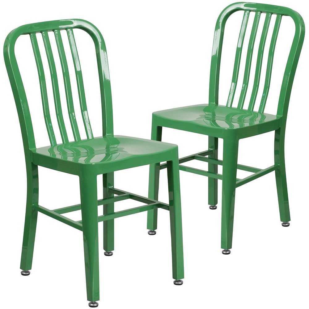 2 Pk. Green Metal Indoor-Outdoor Chair. Picture 1