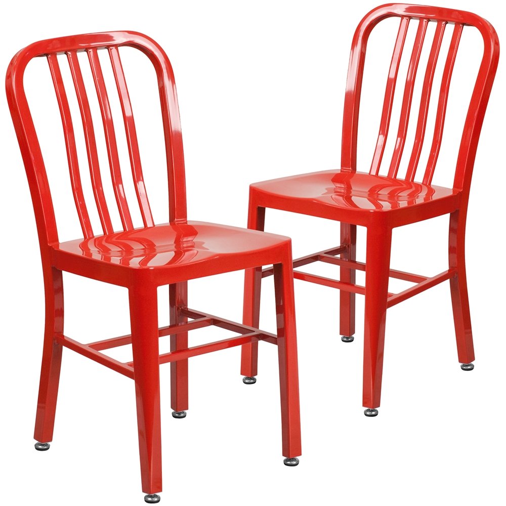 2 Pk. Red Metal Indoor-Outdoor Chair. Picture 1