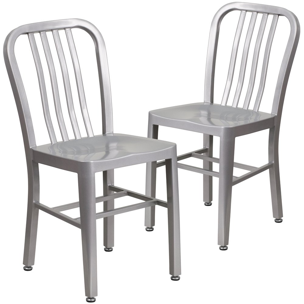2 Pk. Silver Metal Indoor-Outdoor Chair. Picture 1