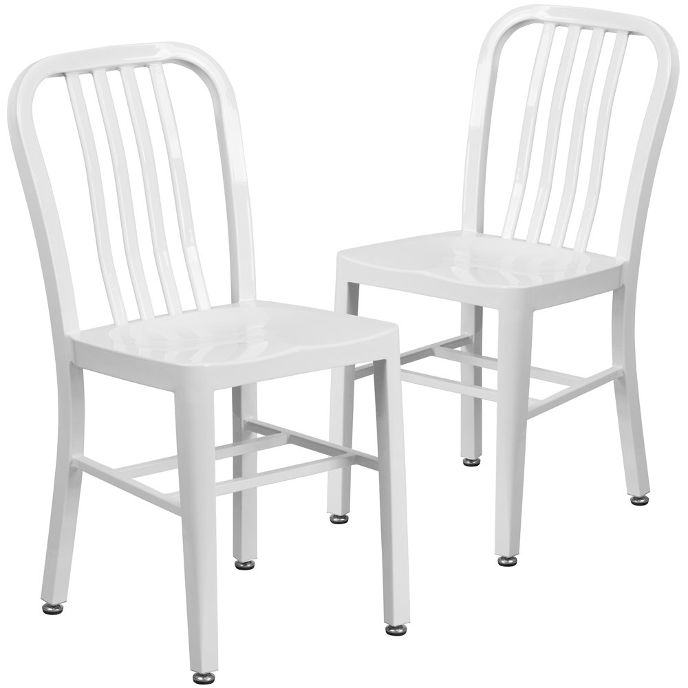 2 Pk. White Metal Indoor-Outdoor Chair. Picture 1