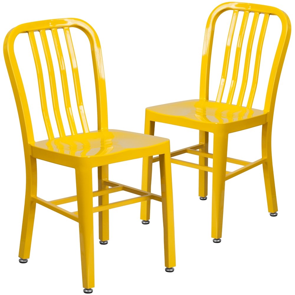 2 Pk. Yellow Metal Indoor-Outdoor Chair. Picture 1