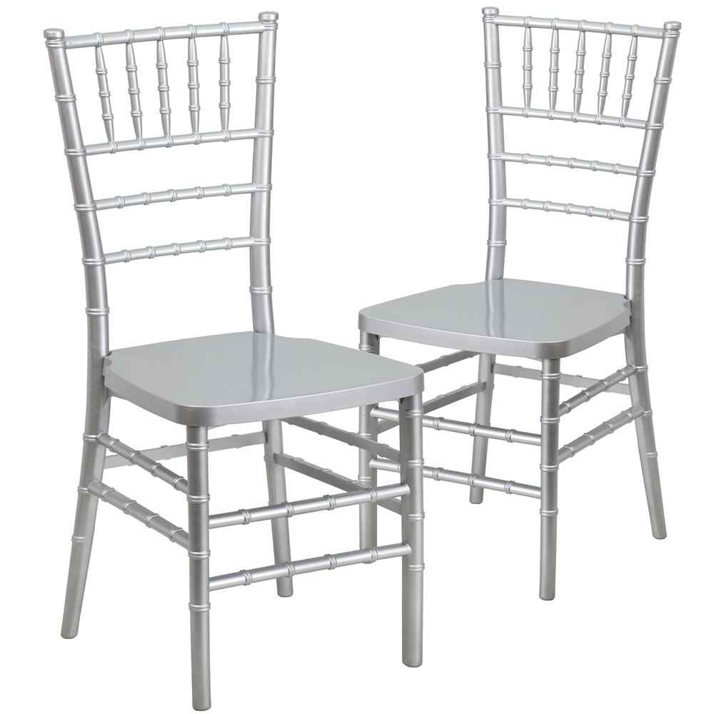 2 Pk. HERCULES PREMIUM Series Silver Resin Stacking Chiavari Chair. Picture 1