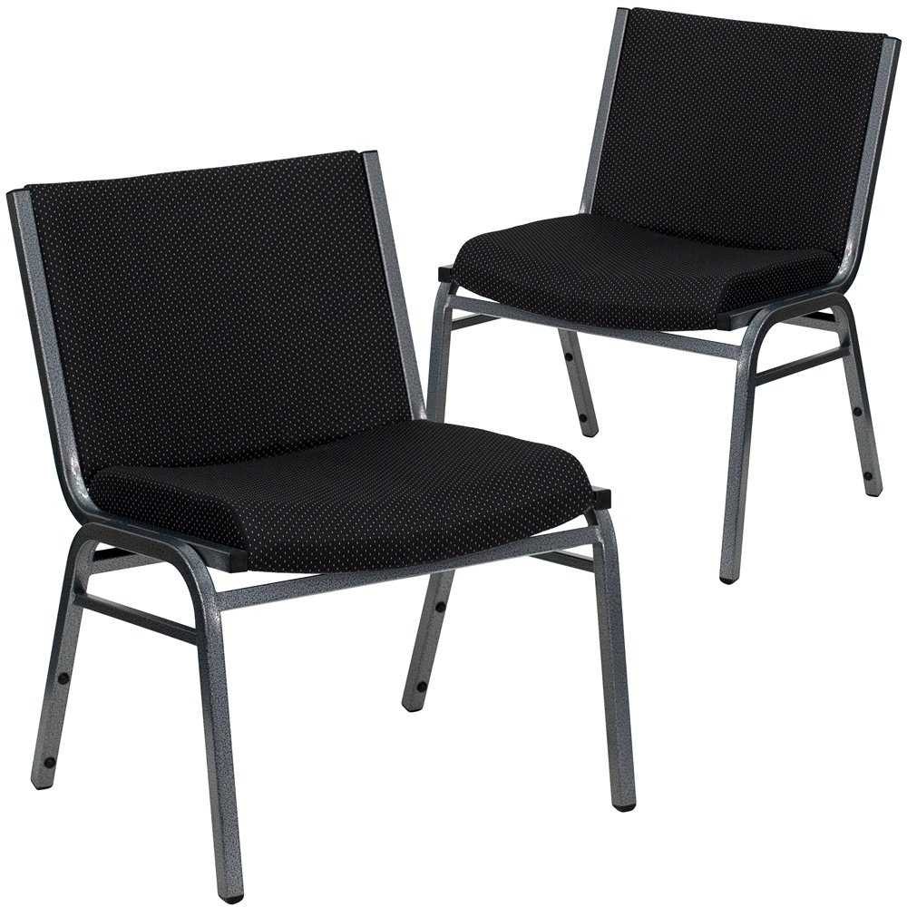 2 Pk. 1000 lb. Capacity Big and Tall Extra Wide Black Fabric Stack Chair. Picture 1