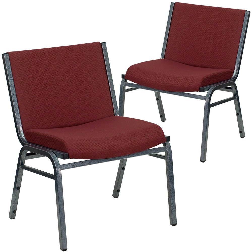 2 Pack 1000 lb. Capacity Big and Tall Extra Wide Burgundy Fabric Stack Chair. Picture 1