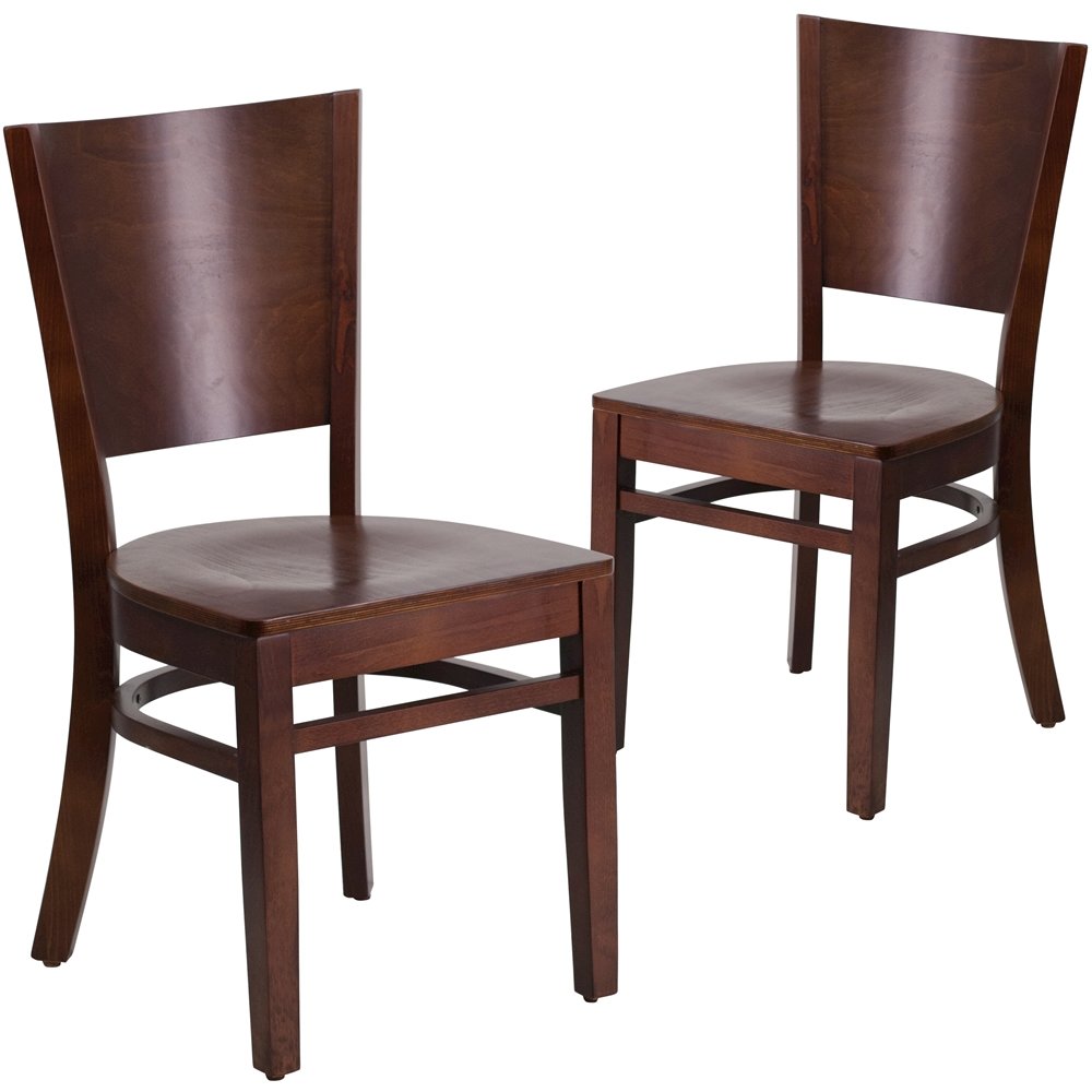 2 Pk. Lacey Series Solid Back Walnut Wooden Restaurant Chair. Picture 1