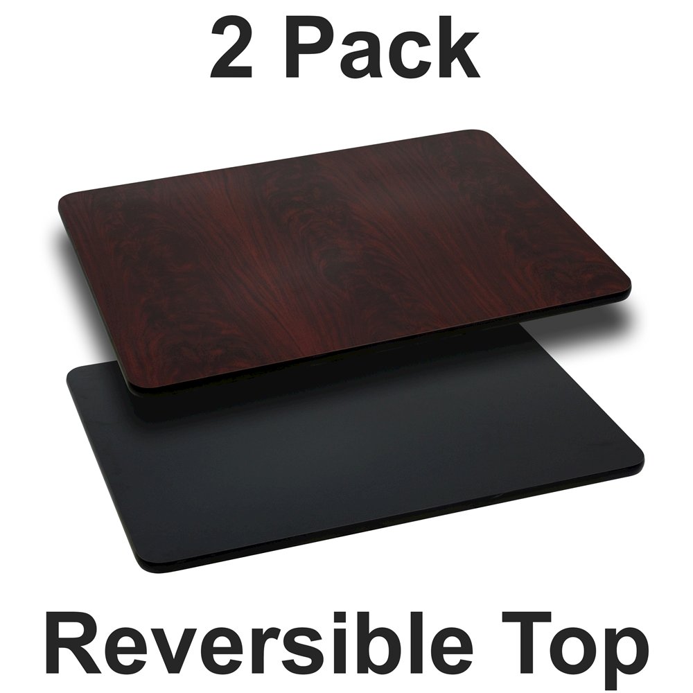 2 Pk. 24'' x 42'' Rectangular Table Top with Black or Mahogany Reversible Top. Picture 1