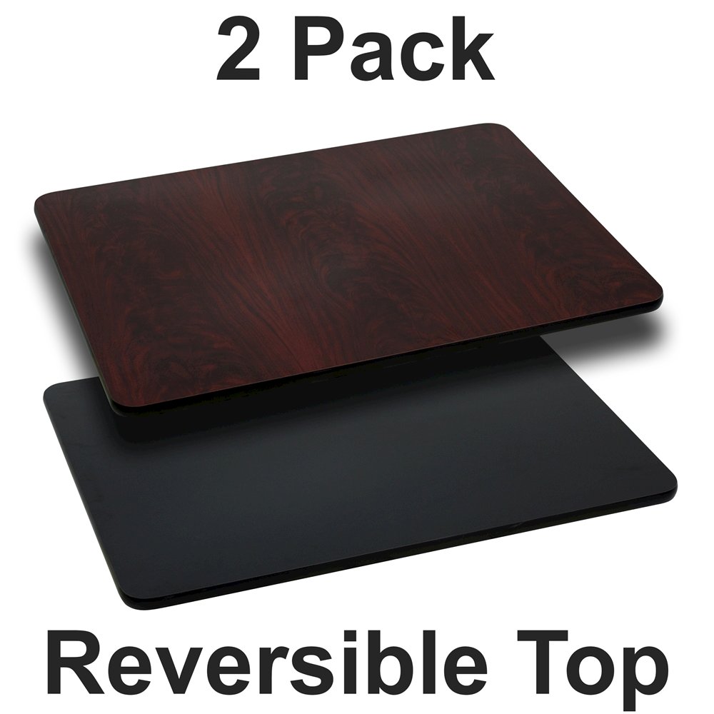 2 Pk. 30'' x 42'' Rectangular Table Top with Black or Mahogany Reversible Top. Picture 1