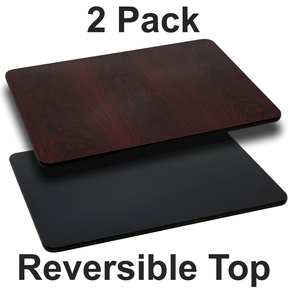 2 Pk. 30'' x 48'' Rectangular Table Top with Black or Mahogany Reversible Top. Picture 1