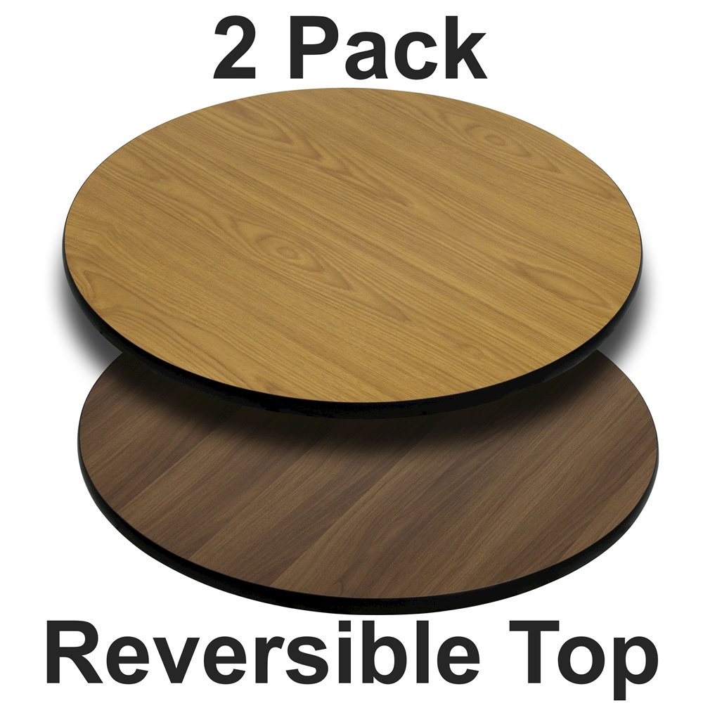 2 Pk. 42'' Round Table Top with Natural or Walnut Reversible Laminate Top. Picture 1