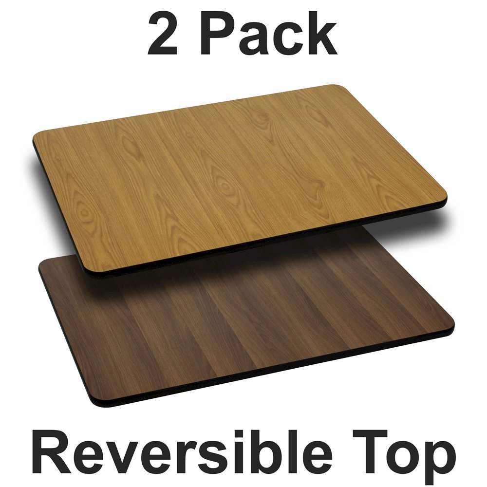 2 Pk. 24'' x 42'' Rectangular Table Top with Natural or Walnut Reversible Top. Picture 1