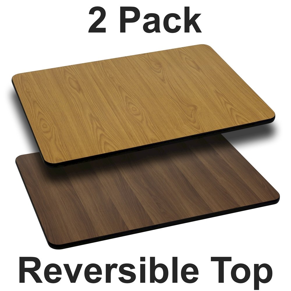 2 Pk. 30'' x 42'' Rectangular Table Top with Natural or Walnut Reversible Top. Picture 1