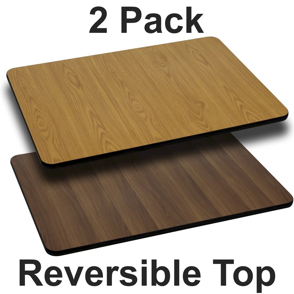 2 Pk. 30'' x 48'' Rectangular Table Top with Natural or Walnut Reversible Top. Picture 1