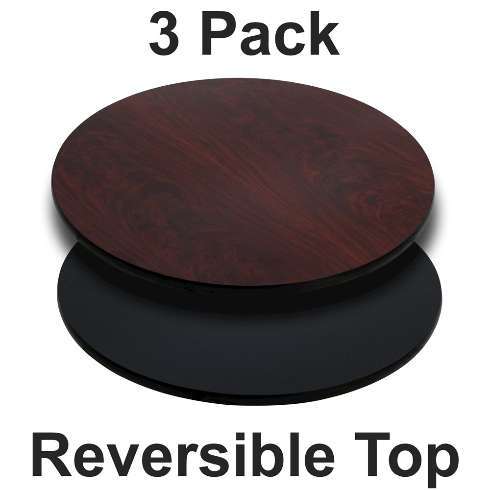 3 Pk. 24'' Round Table Top with Black or Mahogany Reversible Laminate Top. Picture 1