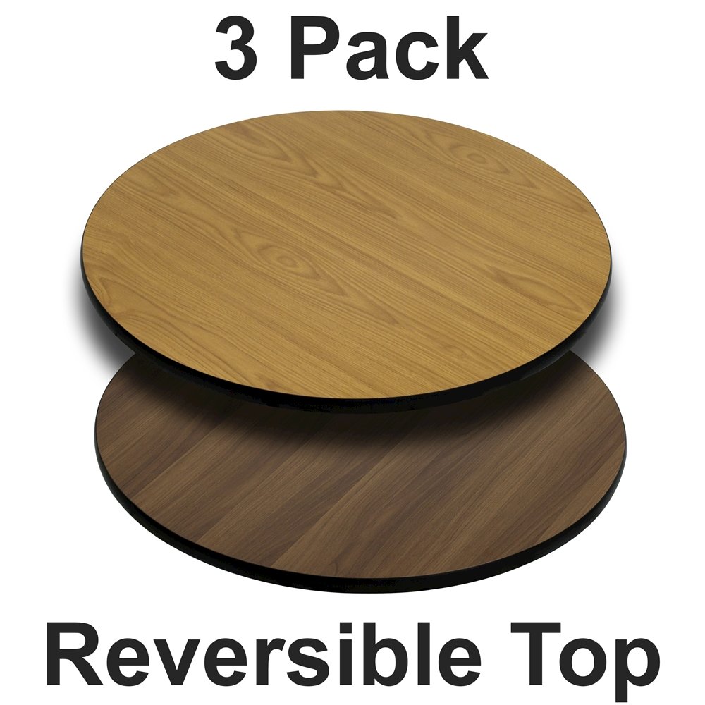 3 Pk. 24'' Round Table Top with Natural or Walnut Reversible Laminate Top. Picture 1