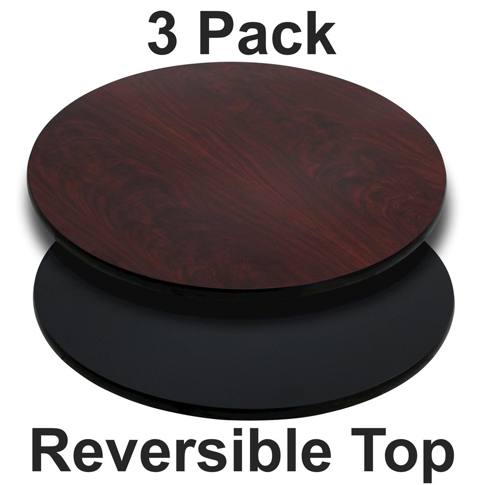 3 Pk. 30'' Round Table Top with Black or Mahogany Reversible Laminate Top. Picture 1