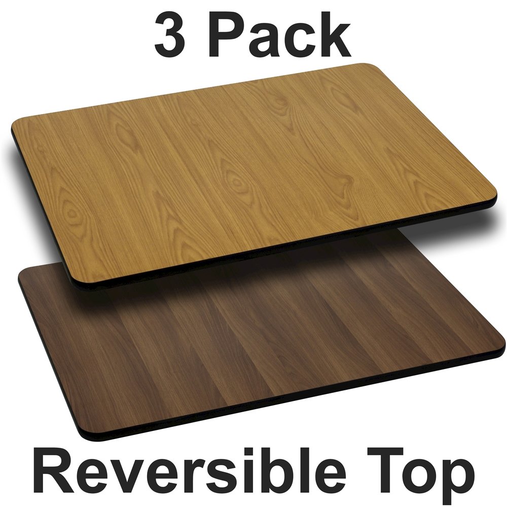 3 Pk. 24'' x 30'' Rectangular Table Top with Natural or Walnut Reversible Top. Picture 1