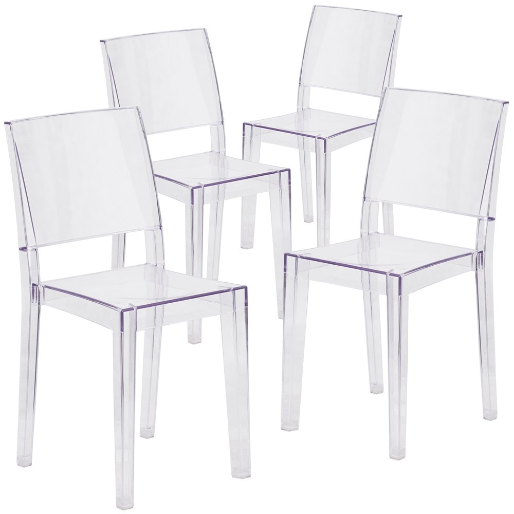 4 Pk. Phantom Series Transparent Stacking Side Chair. Picture 1