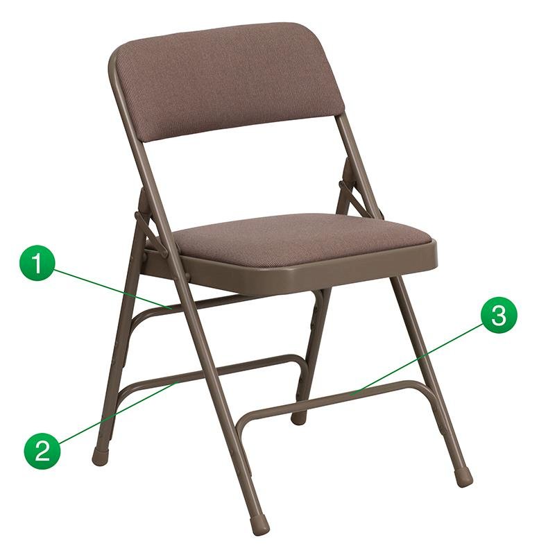 4 Pk. Curved Triple Braced & Double Hinged Beige Fabric Metal Folding Chair. Picture 5