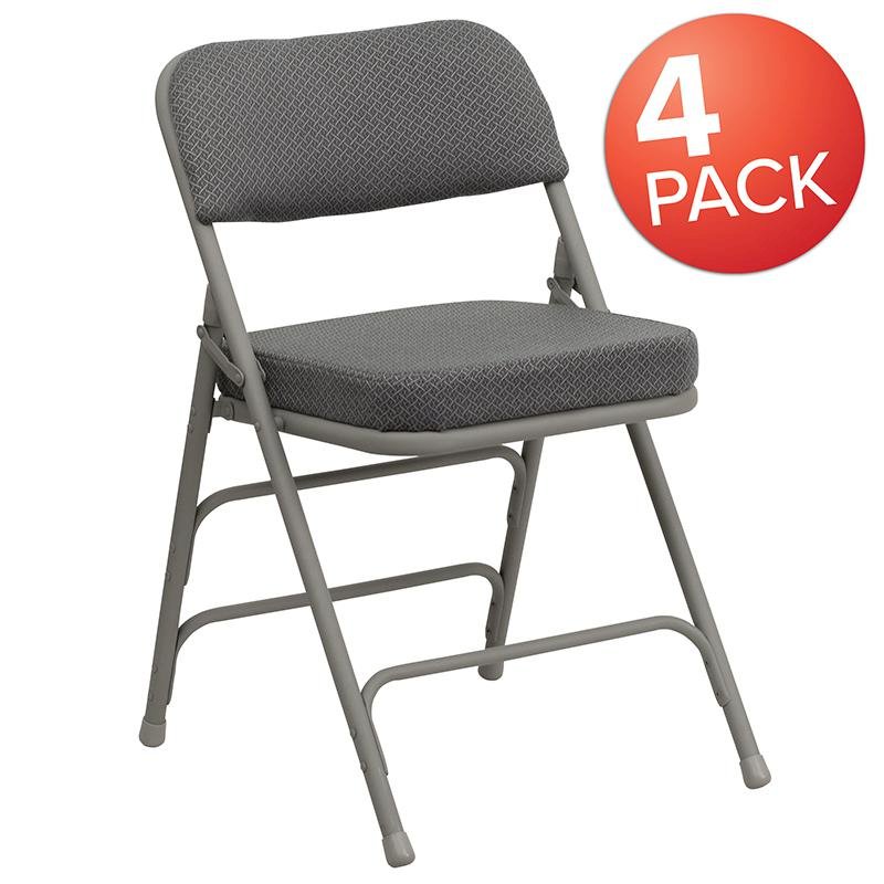 Metal Folding Chairs with Padded Seats | Set of 4 Gray Metal Folding Chairs. Picture 1