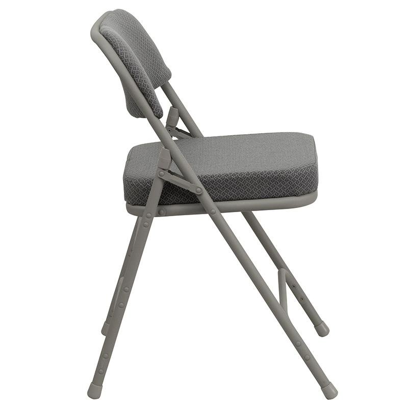 Metal Folding Chairs with Padded Seats | Set of 4 Gray Metal Folding Chairs. Picture 2