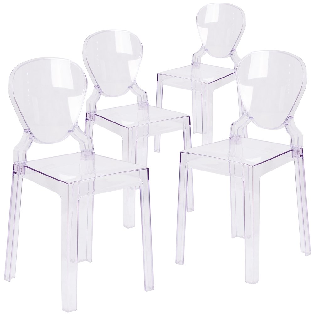 4 Pk. Ghost Chair in Transparent Crystal with Tear Back. Picture 1