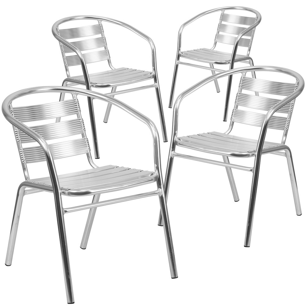 4 Pk. Heavy Duty Aluminum Commercial Stack Chair with Triple Slat Back. Picture 1