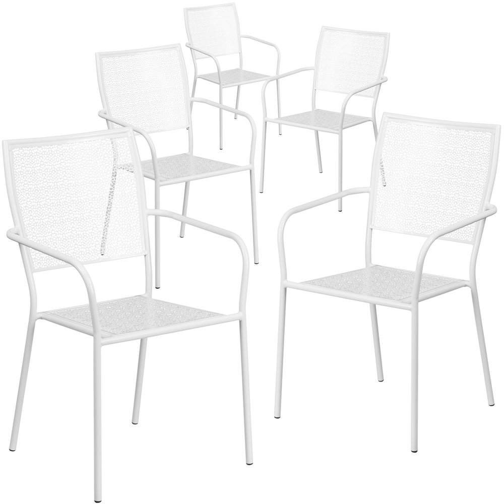 5 Pk. Gold Indoor-Outdoor Steel Patio Arm Chair with Square Back. Picture 1