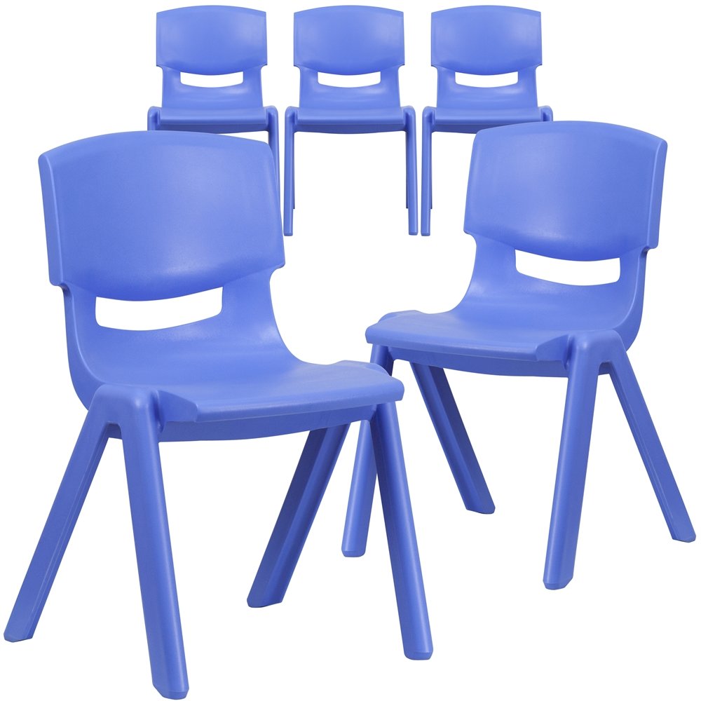 5 Pk. Blue Plastic Stackable School Chair with 15.5'' Seat Height. Picture 1