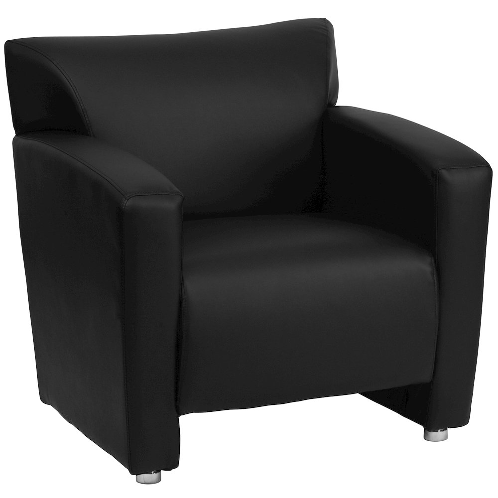 Black LeatherSoft Chair with Extended Panel Arms. Picture 1