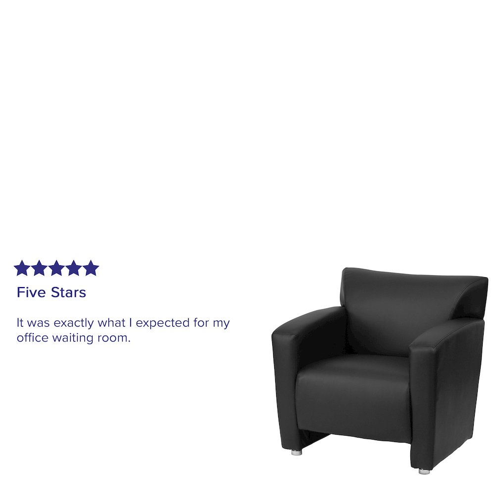 Black LeatherSoft Chair with Extended Panel Arms. Picture 4