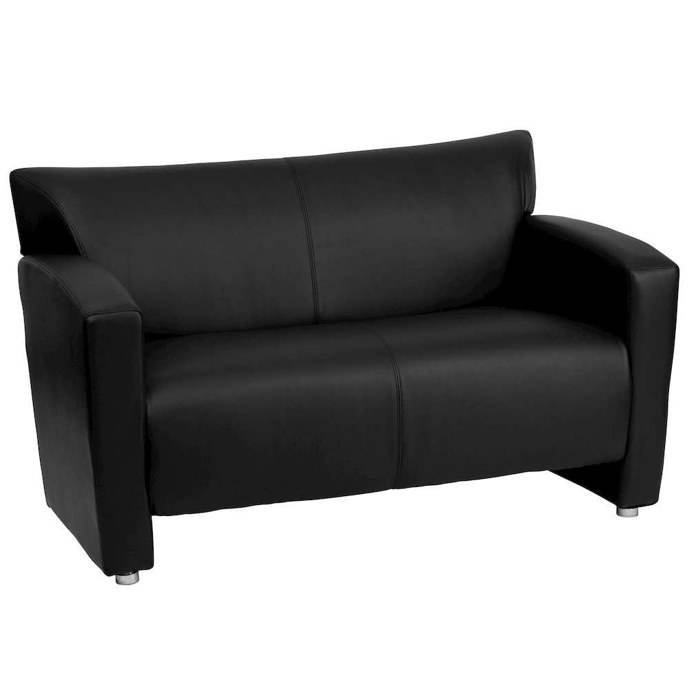 Black LeatherSoft Loveseat. Picture 1