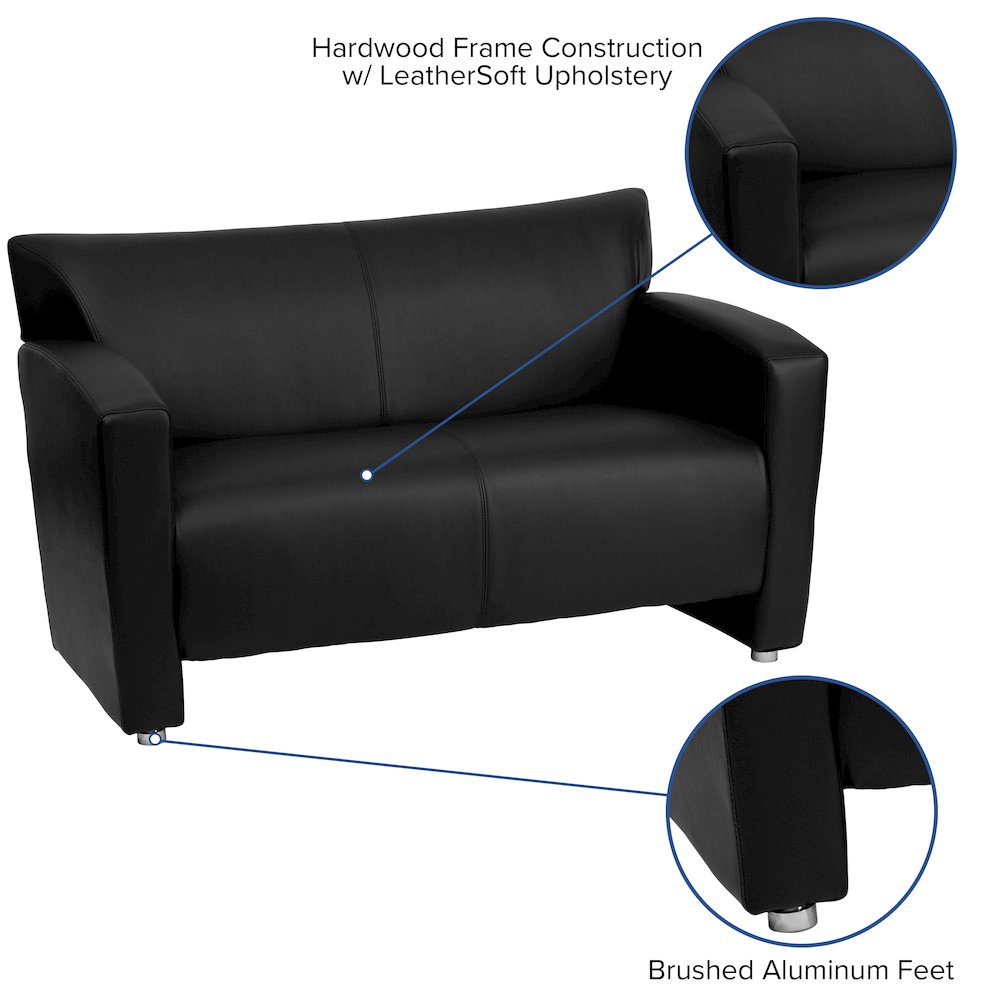 Black LeatherSoft Loveseat. Picture 5