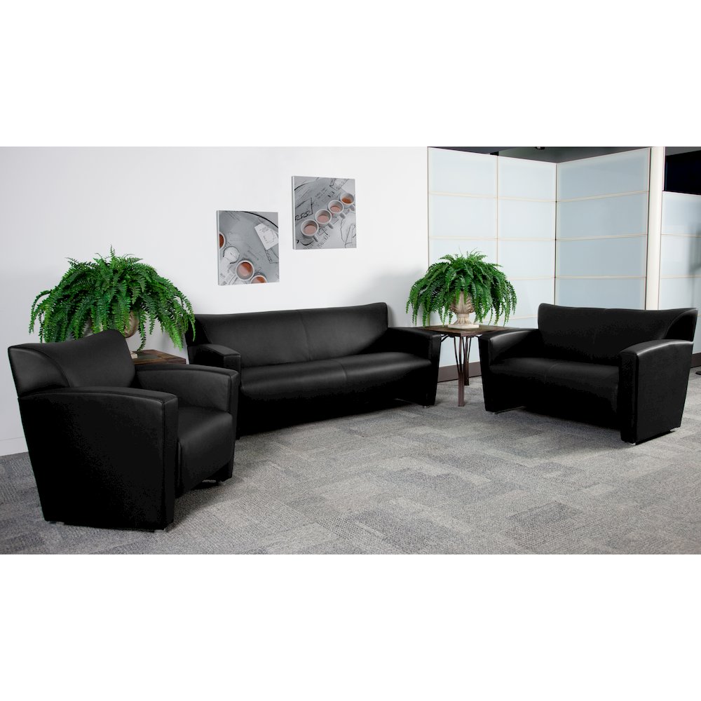 Black LeatherSoft Loveseat. Picture 2