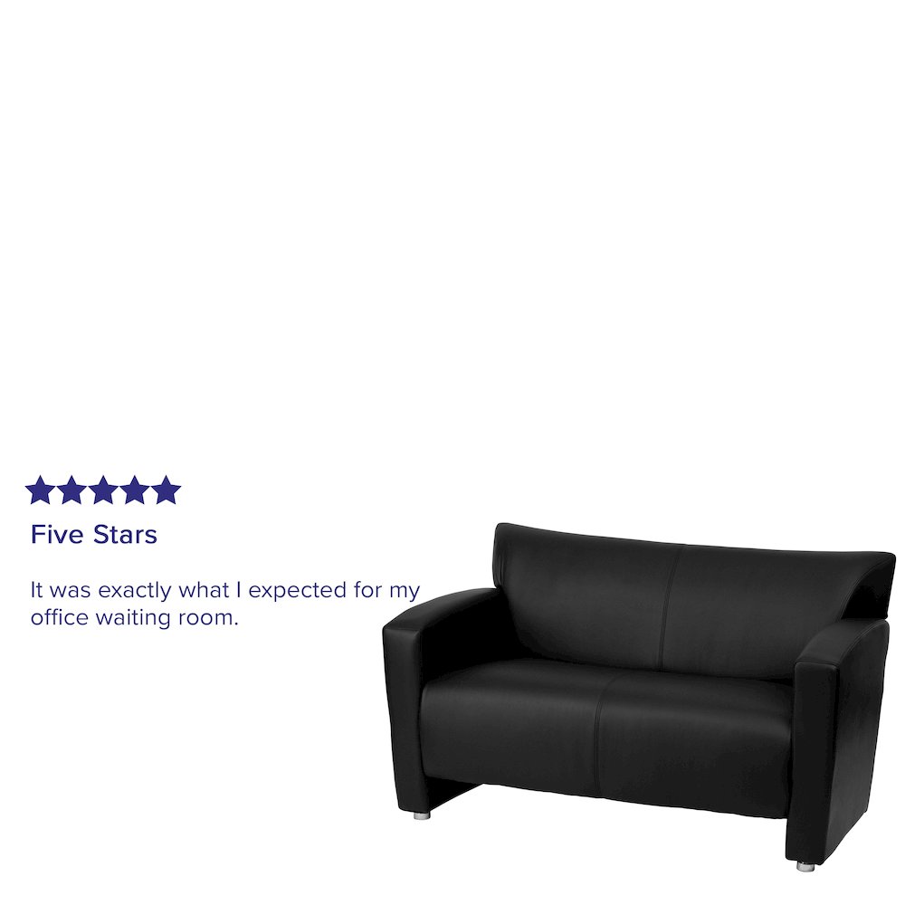 Black LeatherSoft Loveseat. Picture 4