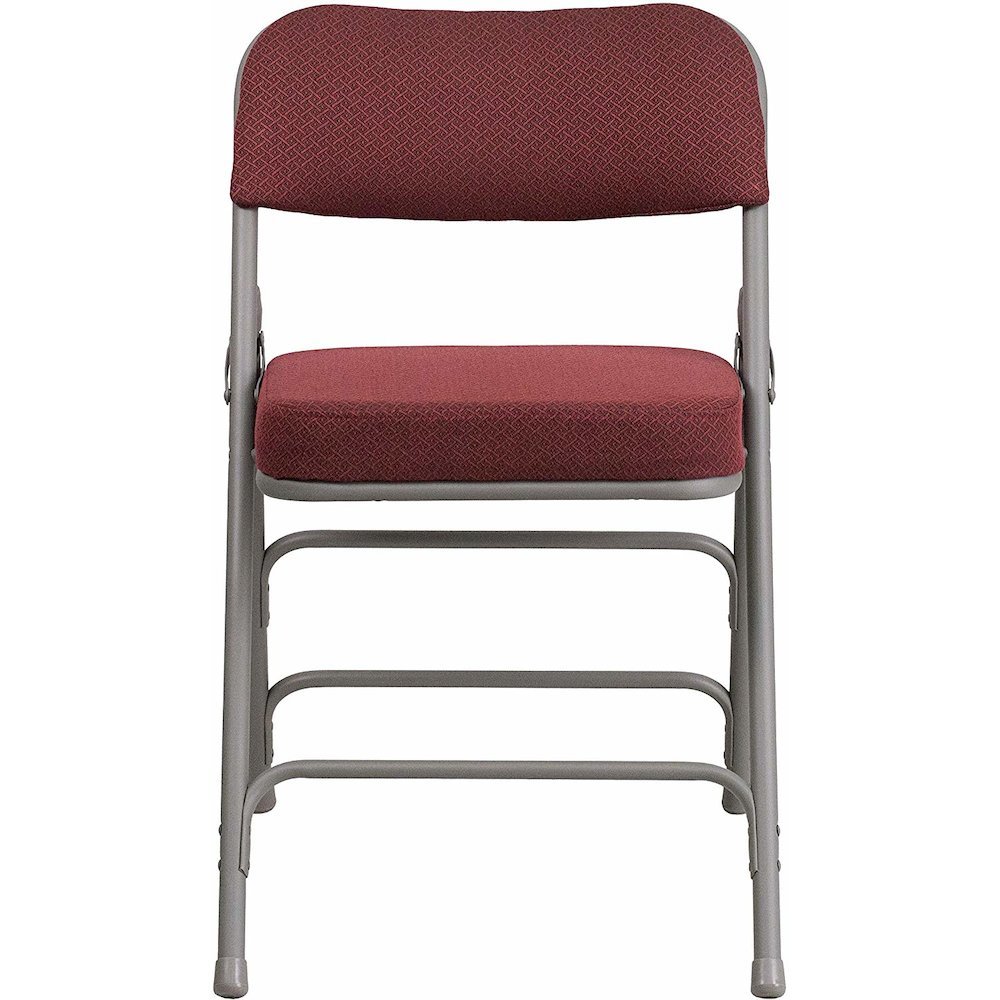 Triple Braced & Double Hinged Burgundy Fabric Metal Folding Chair pack of 4. Picture 3